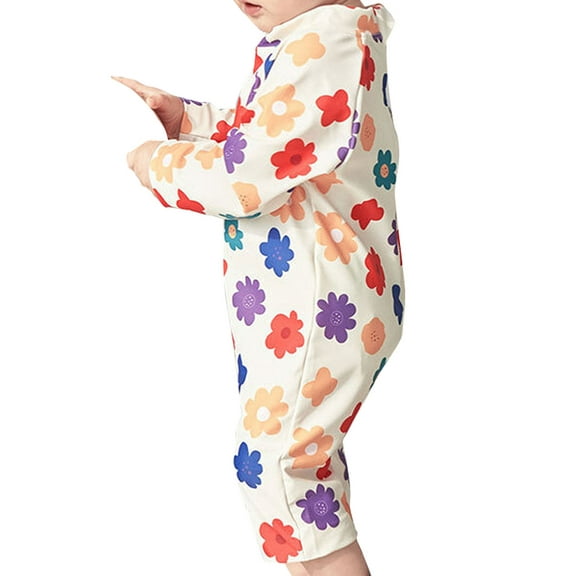 Mercatoo Baby Boy Girl One 𝐏iece Swimsuit Dinosaur Print Long Sleeve Quick Drying Bathing Suit Zip Up Rash Guard Swimwear