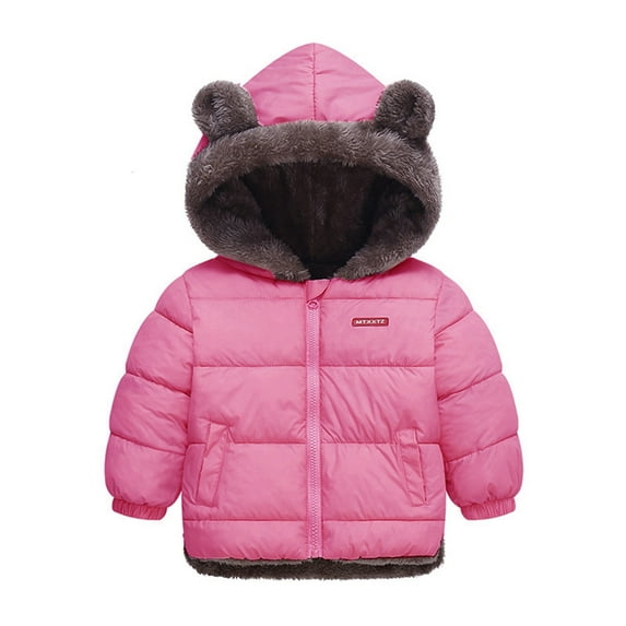 Mercatoo Baby Boy Winter Fl𝐞ece Coat Toddler Puffer Jacket 𝐁ear Ears Hooded Jacket Coat I𝐧fant Girl Outerwear Warm Clothes