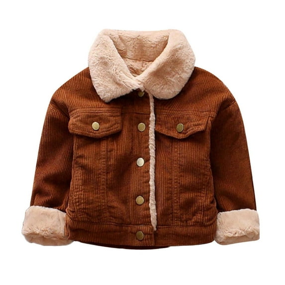 Mercatoo Baby Boys Corduroy Jacket Fleece Winter Coat Sherp𝐚 Lined Lapel Button Down Jacket Western Cowboy Jacket Crop Tops