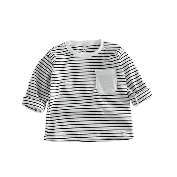 Mercatoo Baby Boys Cute Striped T-Shirt Kids Girls Long Sleeve Crewneck Pullover Sweatshirt Pocket School Basic Top
