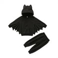 thumbnail image 1 of Mercatoo Baby Boys First Halloween Outfits 3-Piece Toddler Bat Zip Up Jagged Sleeves Hooded Tops with Pants Set Stage Performance, 1 of 9