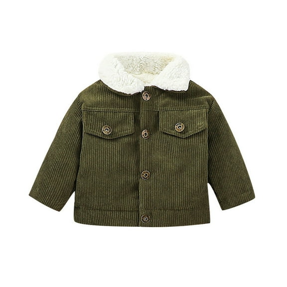 Mercatoo Baby Boys Girls Corduroy Jacket Kids Toddler 𝐒𝐡erpa Lined Top Lapel Button Down Thicked Warm Coat Winter Outerwear
