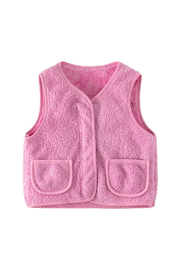 Baby Boys Girls Sleeveless Jacket Full Zipper Soft Fleece Vest Kids Fall Winter Waistcoat Outerwear with Pockets