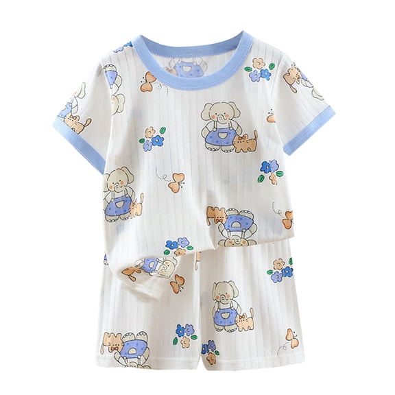 Mercatoo Baby Boys Girls Soft Cotton Pajamas Toddler Short Sleeve Pajama Sets Cute 𝐂artoon Print 2-Piece Sleepwear Loungewear