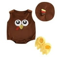 thumbnail image 1 of Mercatoo Baby Boys Girls Thanksgiving Day Jumpsuits Outfit Turkey Vest Bodysuit Hat and Shoes Set Fall Casual Clothes, 1 of 7