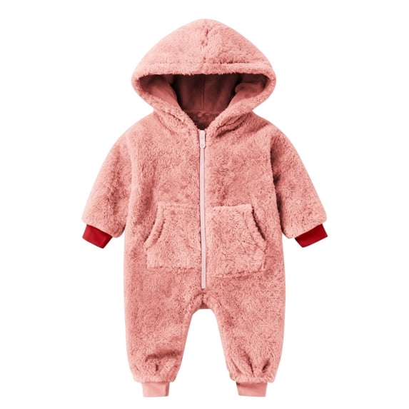 Mercatoo Baby Boys Girls Thick Fleece Jumpsuit Hooded Fuzzy Long Sleeve Plush Lightweight đĽomper Winter Cozy Warm Clothes