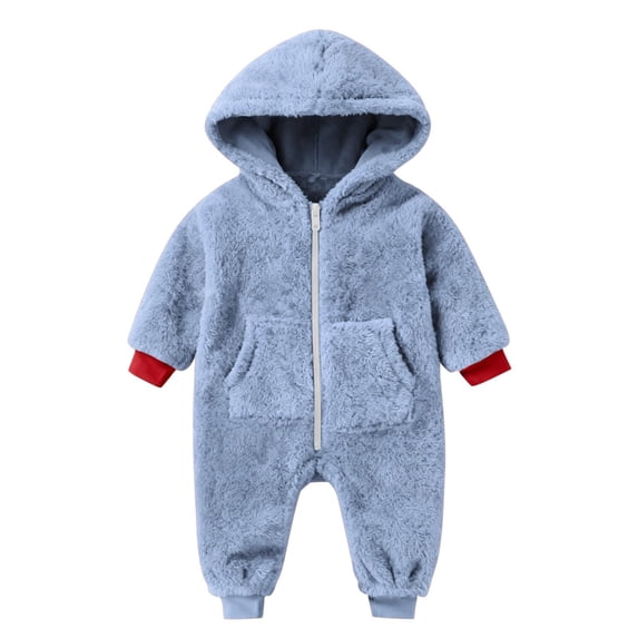 Mercatoo Baby Boys Girls Thick Fleece Jumpsuit Hooded Fuzzy Long Sleeve Plush Lightweight đĽomper Winter Cozy Warm Clothes