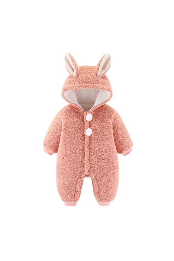 Baby Boys Long Sleeve Winter Hooded Romper Coat Warm 𝐅𝐥eece Jumpsuit Girls Baby Winter Jacket 1 to 18 Months