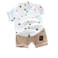 thumbnail image 1 of Mercatoo Baby Boys Summer Outfits Toddler Tops with Shorts Short Sleeve Lapel Down Pockets Gentle Style T Shirt Daily 2PC Set, 1 of 4