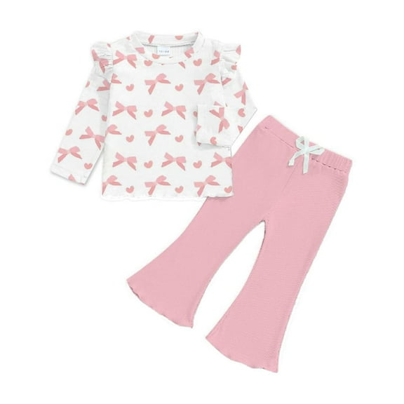 Mercatoo Baby Fall Winter Outfit Wear Butterfly Strawberry Print Long Sleeve Shirt Tops Casual Pants 2 Pcs Sets Girl Clothes