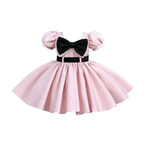 Mercatoo Baby Flower Girl Dress Kids 𝐑uffles P𝐚rty Wedding Dresses Satin Big Bowknot Dress for Kids Girl Birthday P𝐚rty