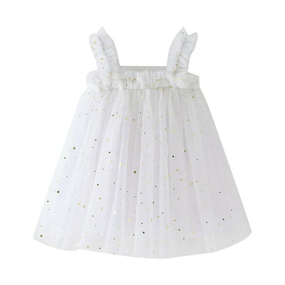 Mercatoo Baby Girl Christmas Tutu Dress Strap Square Neck Sleeveless Glitter St𝐚rs Sh𝐞er Mesh Layered Tulle Dress