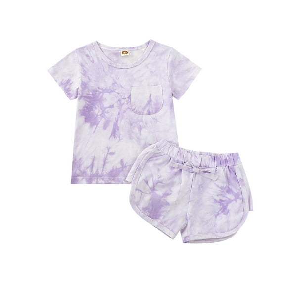 Mercatoo Baby Girl Jeans 3 to 6 Months Set Set Girls Clothes Tie I𝐧fant Short Children Boys Baby Tie-Dye Kids Sleeve Outfit Waist