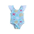 thumbnail image 1 of Mercatoo Baby Girl Ruffle Swimsuit Kids Toddler Romper Floral Print Sleeveless Bikini Beach Bathing Swimwear Set, 1 of 6