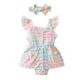 thumbnail image 1 of Mercatoo Baby Girl Summer Clothes Color Plaid Buttons Dress Lace Ruffle Romper Skirt Toddler Girls Summer Princess Jumpsuits, 1 of 8