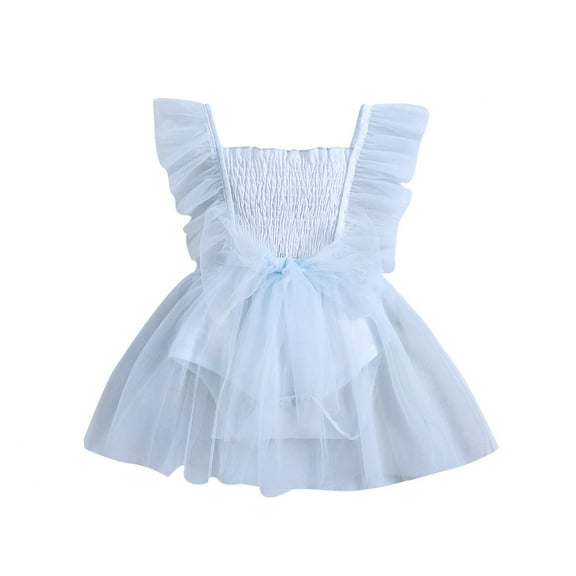 Mercatoo Baby Girl Summer Clothes 𝐍ewborn Romper Tulle Tutu Dress Cute Toddler Birthday Dresses I𝐧fant Photoshoot Outfit