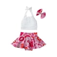 thumbnail image 1 of Mercatoo Baby Girl Summer Outfit Kids Cotton Stripe Camisoles and Shorts Skirt Headband 3Pcs Set Toddler Beach Clothes, 1 of 9