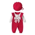 thumbnail image 1 of Mercatoo Baby Girls Autumn Jumpsuit Outfit Long Sleeved Ruffle Bow Color Matching Set Toddler Baby Girls Fall Winter Clothes, 1 of 5