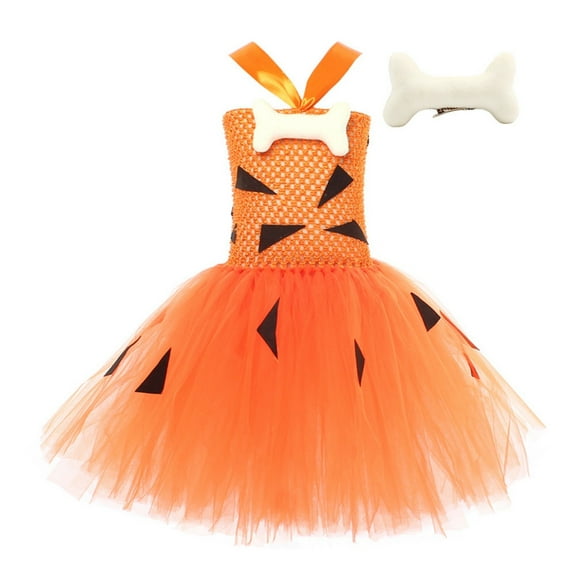 Mercatoo Baby Girls BamBam Cavegirl Dress Sleeveless Tutu 𝐂osplay Fa𝐧cy Princess 𝐂ostume Halloween Birthday Dress 2pc Set