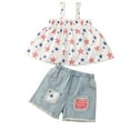 thumbnail image 1 of Mercatoo Baby Girls Boys 4th Of July Outfit Ruffle Sleeveless Tops Shorts Toddler Independence Day Clothes Set, 1 of 8