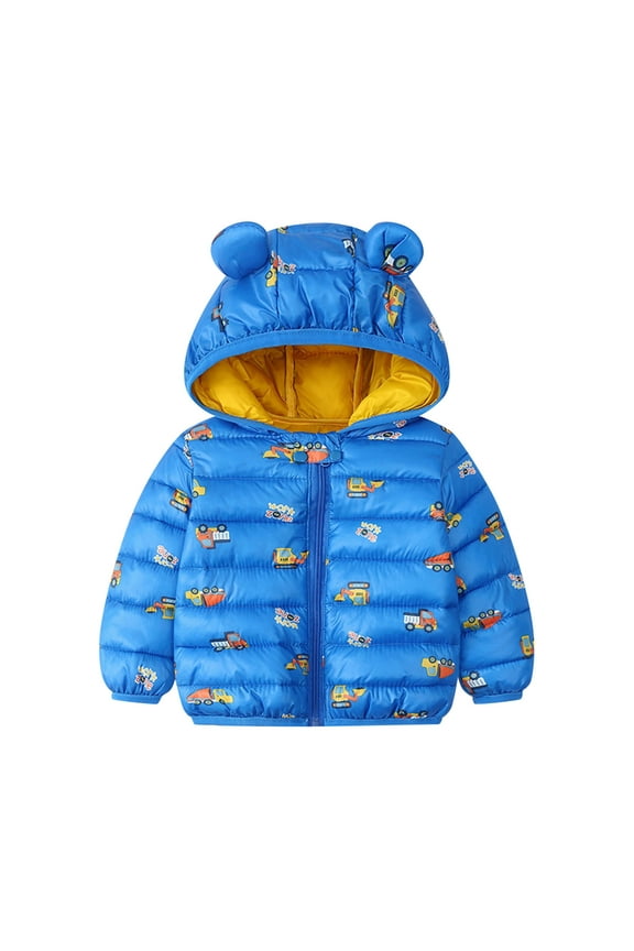 Baby Girls Boys Cute Bear Hooded Light Puffer Jacket Toddler Winter Coat Windproof Packable Down Coat Padded Jacket