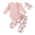 thumbnail image 1 of Mercatoo Baby Girls Halloween Outfit Ribbing Cotton Long Sleeve Sweatshirt Romper Pumpkin Print Pants 3Pcs Fall Set, 1 of 4