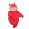 thumbnail image 1 of Mercatoo Baby Girls Hooded Romper Outerwear Winter Rabbit Ear Thick Jacket Toddler Girls Long Sleeve Coats 1 to 18 Months, 1 of 9