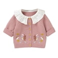 thumbnail image 1 of Mercatoo Baby Girls Knit Cardigan Sweater Floral Embroidery Collar Cardigan Button Up Knitted Sweater Jacket Fall Outerwear, 1 of 5