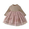 thumbnail image 1 of Mercatoo Baby Girls Long Sleeve Dress Spring Tiered Tulle Skirt Toddler Girl Tutu Dress for Princess Brithday Part𝘆, 1 of 8