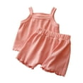 thumbnail image 1 of Mercatoo Baby Girls Outfit Sleeveless Sling Vest Top and Shorts Solid Color Set Children's Beach Casual Clothing Suit, 1 of 4