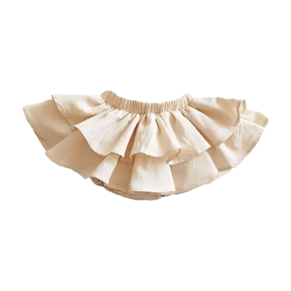 Mercatoo Baby Girls Solid Cotton Cake Skirt Soft Cotton 𝐑uffle 𝐌ini Skirt with Shorts Elastic Waist 𝙳iaper Cover 𝙱loomers