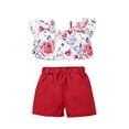thumbnail image 1 of Mercatoo Baby Outfit Green Outfits Shorts Sleeve Baby Floral Toddler Girls Tops Printed Fly Girls Outfits&Set, 1 of 8