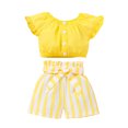 thumbnail image 1 of Mercatoo Baby Outfits for Girls Toddler Kids Girl's Outfits Solid Color Short Sleeve O Neck Crop Casual Girls Sweatsuits Set, 1 of 4