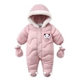 thumbnail image 1 of Mercatoo Baby Snowsuit Fall Rompe1 Fleece Long Sleeve Footed Winter Puffer Suit Cartoo1 Cute Gloves Warm Newborn 2 Piece Outfit, 1 of 8