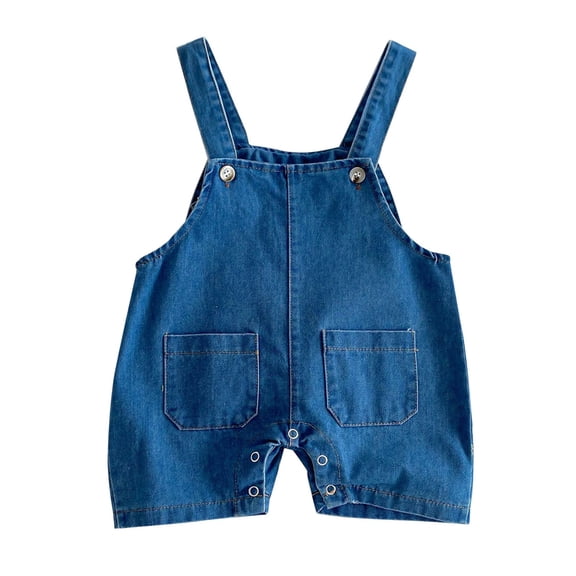 Mercatoo Baby Wide Leg Jean Shortall Straight Leg Denim Overall Shorts Boys Girls Loose 𝗥omper Casual Comfy Pocket Jumpsuit