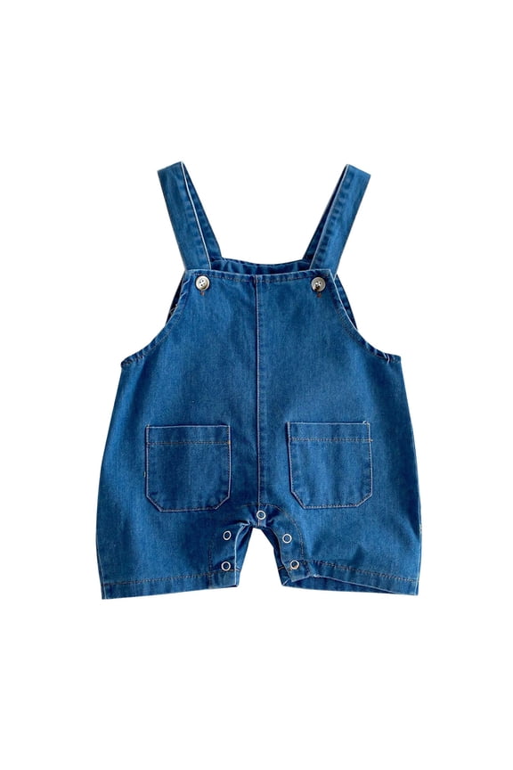 Baby Wide Leg Jean Shortall Straight Leg Denim Overall Shorts Boys Girls Loose 𝗥omper Casual Comfy Pocket Jumpsuit