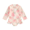 thumbnail image 1 of Mercatoo Bathing Suits for Girls Toddler Baby Girls Swimsuit One 𝐏iece Long Sleeve Bathing Suit Rash Guard Set Cute Ruffle Beach, 1 of 9