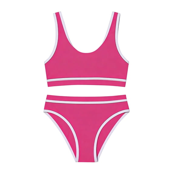 Mercatoo Bikini Swimsuit for Girls Tween Bathing Suits Summer 2 Piece Athletic Trendy Beach Swimsuits Solid Workout Sporty Swimwear