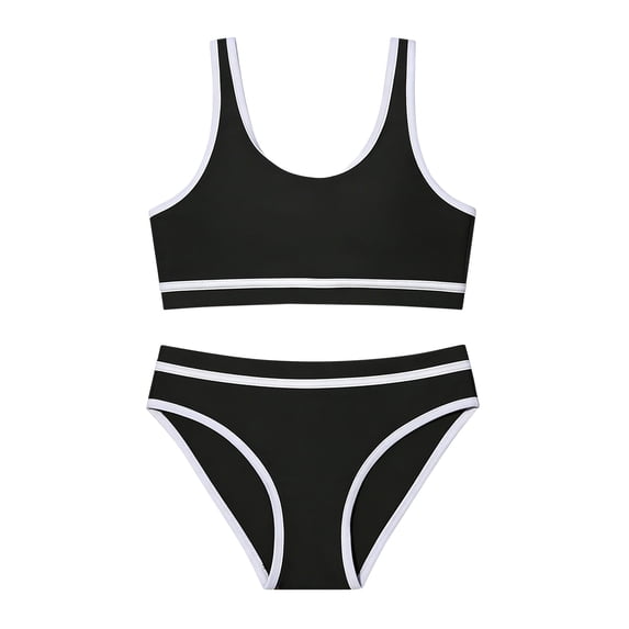Mercatoo Bikini Swimsuit for Girls Tween Bathing Suits Summer 2 Piece Athletic Trendy Beach Swimsuits Solid Workout Sporty Swimwear