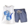 thumbnail image 1 of Mercatoo Boy 4 Month Clothes 𝐍ewborn Boys Summer Sleeveless Dinosaur Print Tops Stripe Shorts 2PCS Clothes Set Baby Boy Stuff, 1 of 8