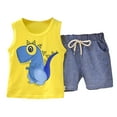 thumbnail image 1 of Mercatoo Boy 4 Month Clothes 𝐍ewborn Boys Summer Sleeveless Dinosaur Print Tops Stripe Shorts 2PCS Clothes Set Baby Boy Stuff, 1 of 9
