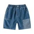 thumbnail image 1 of Mercatoo Boy's Denim Shorts Summer Casual High Waist Elastic Pants Toddler Baby Jeans Straight Fit Flat Front Shorts, 1 of 5