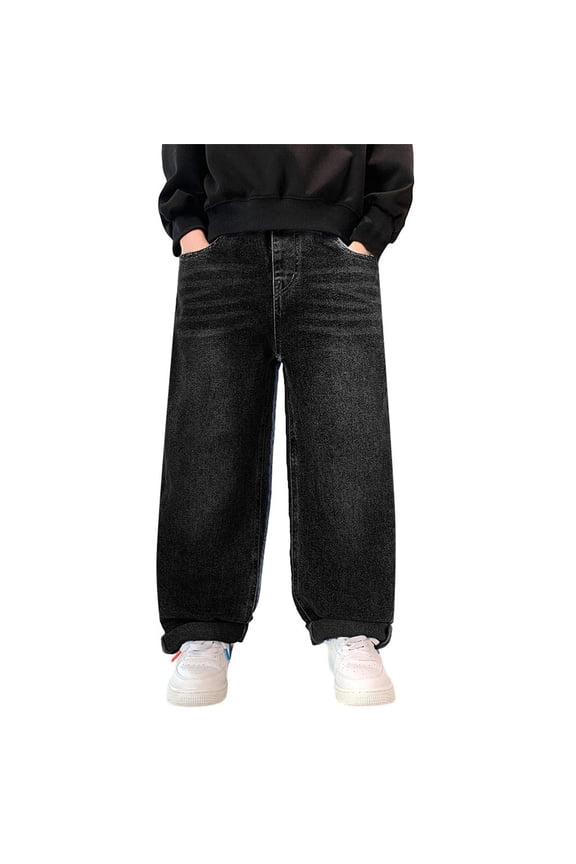 Boys' Autumn/Winter Fleece Lined Casual Sports Jeans Boy 9 Month Pants