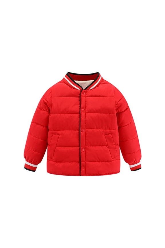 Boys Button Front Puffer Jackets Quilted 𝗪aterproof Lightweight Coats Winter Insulated Ribbed Cuffs Warm Outwear