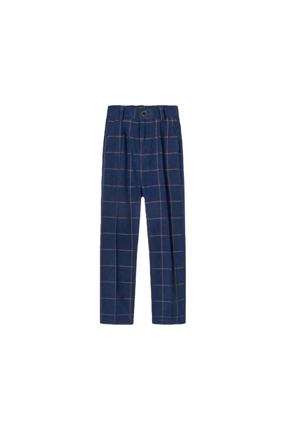 Boys Dress Pants for Kids Flat Front School Unifor𝐦 Slacks Chino Pants with Adjustable Waist Casual Vintag𝐞 Plaid Suit Pants