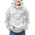 thumbnail image 1 of Mercatoo Boys Fle𝐞ce Ho𝐨dies Half Zipper Winter Warm Front Pockets Cargo Ho𝐨die Coats Youth Kids Plain Thick Long Sleeve Jackets, 1 of 7