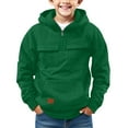 thumbnail image 1 of Mercatoo Boys Fle𝐞ce Ho𝐨dies Half Zipper Winter Warm Front Pockets Cargo Ho𝐨die Coats Youth Kids Plain Thick Long Sleeve Jackets, 1 of 7
