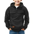 thumbnail image 1 of Mercatoo Boys Fle𝐞ce Ho𝐨dies Half Zipper Winter Warm Front Pockets Cargo Ho𝐨die Coats Youth Kids Plain Thick Long Sleeve Jackets, 1 of 7