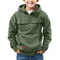 thumbnail image 1 of Mercatoo Boys Fleece Cargo Hoodies Cropped Zipper Multi Pockets Plain Hoodie Sweatshirts Teen Kids Thick Warm Pullover Tops, 1 of 6