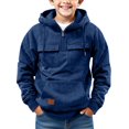 thumbnail image 1 of Mercatoo Boys Fleece Cargo Hoodies Cropped Zipper Multi Pockets Plain Hoodie Sweatshirts Teen Kids Thick Warm Pullover Tops, 1 of 6